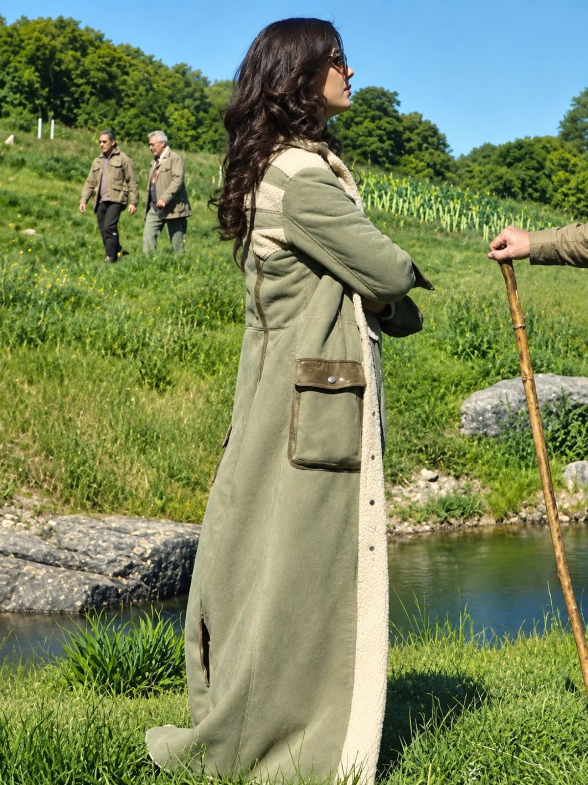 Benedetta Por Caroli The Gentlemen Green Shearling Suede Coat
