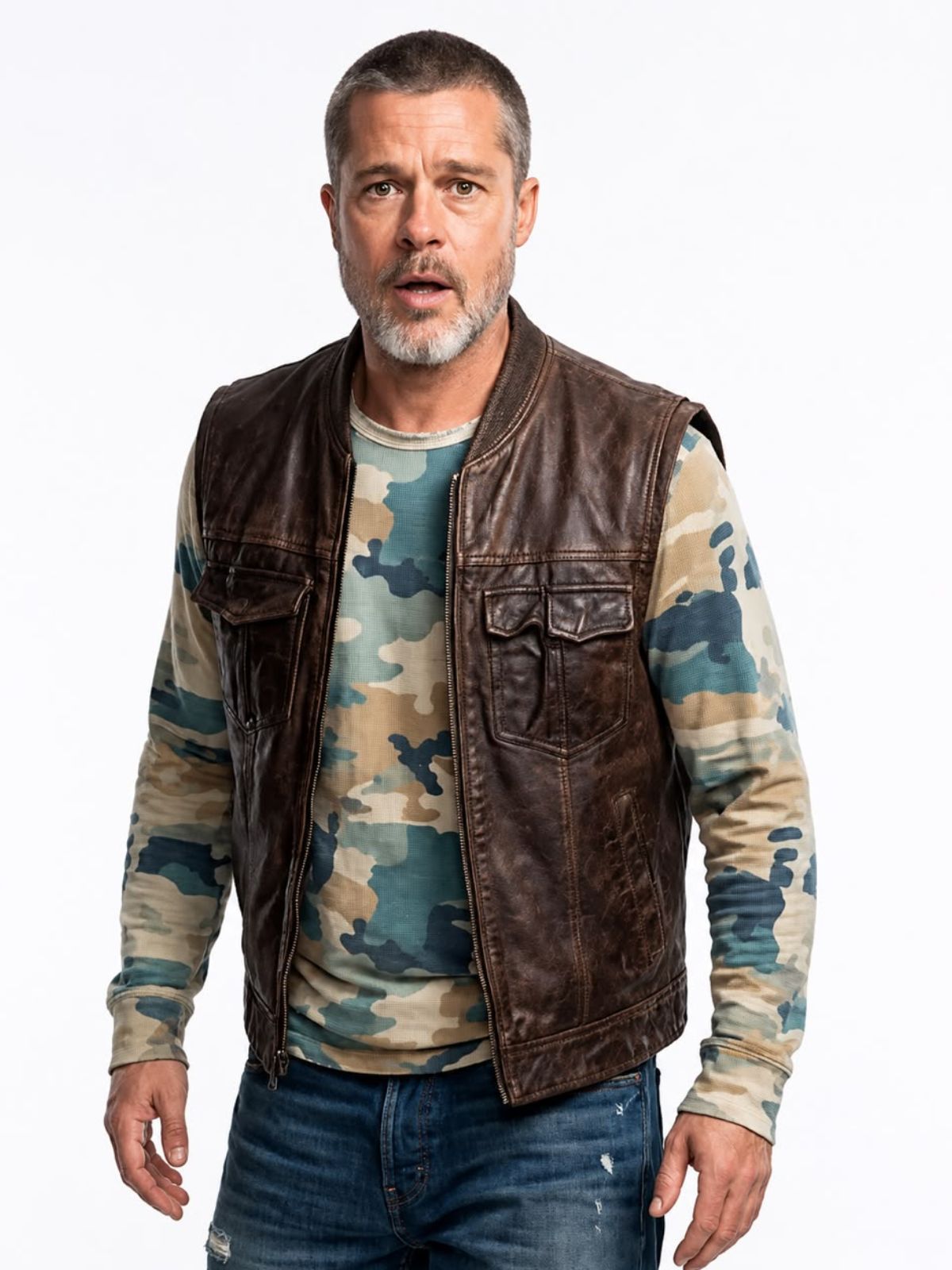 Brad Pitt Heart of the Beast Brown Leather Vest