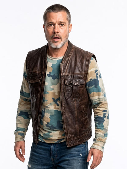 Brad Pitt Heart of the Beast Brown Leather Vest