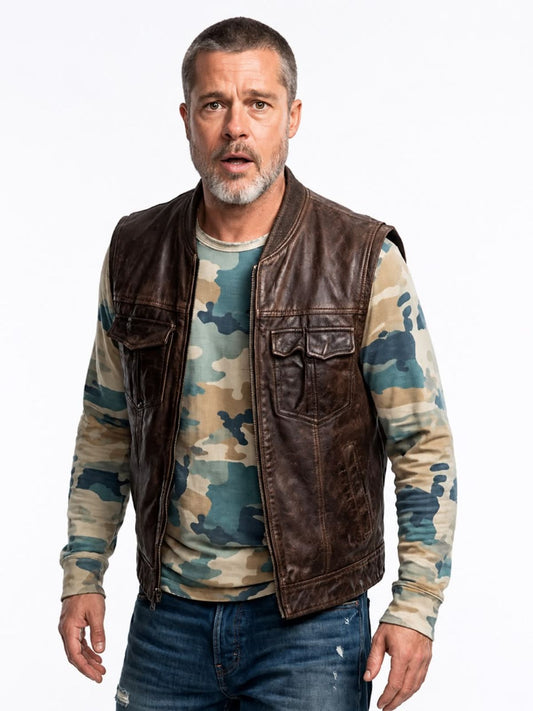 Brad Pitt Heart of the Beast Brown Leather Vest