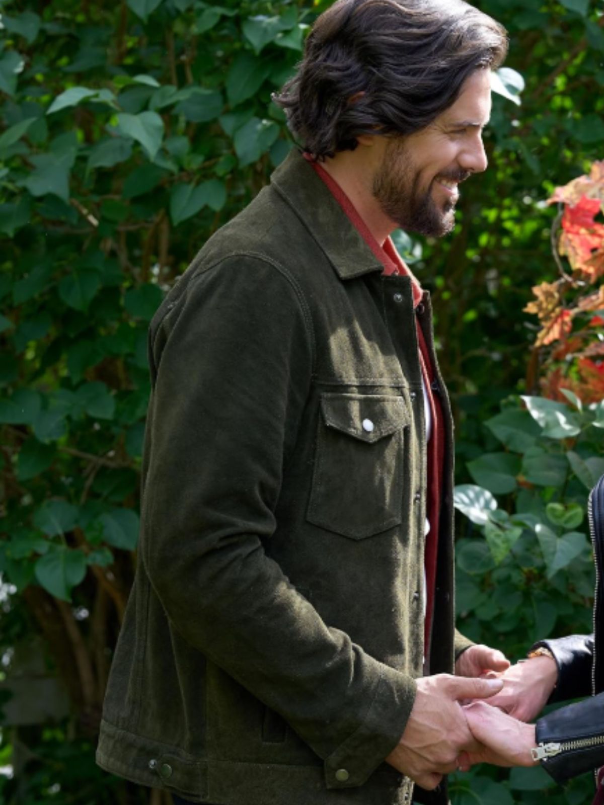 Chris McNally Love Finds You Green Suede Leather Trucker Jacket