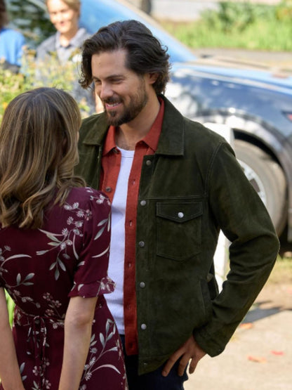 Chris McNally Love Finds You Green Suede Leather Trucker Jacket