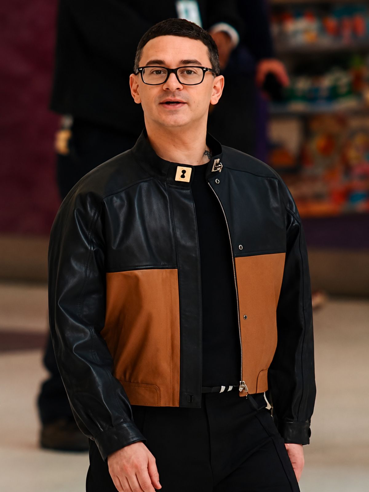 Christian Siriano Project Runway Black Leather Bomber Jacket