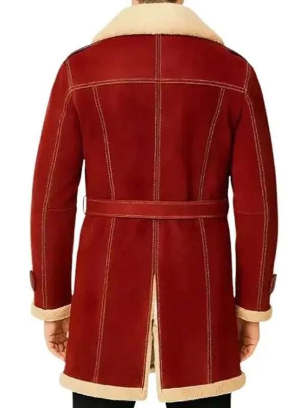 Christmas Classic Red Shearling Trench Coat