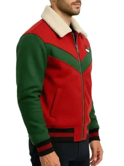 Christmas Red and Green Varsity Bomber Jacket