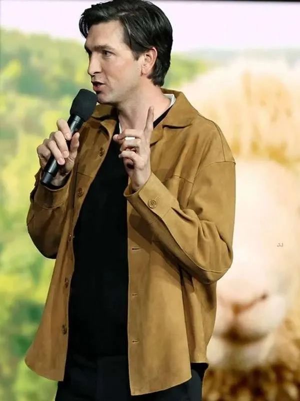 CinemaCon Nicholas Braun Brown Suede Leather Jacket