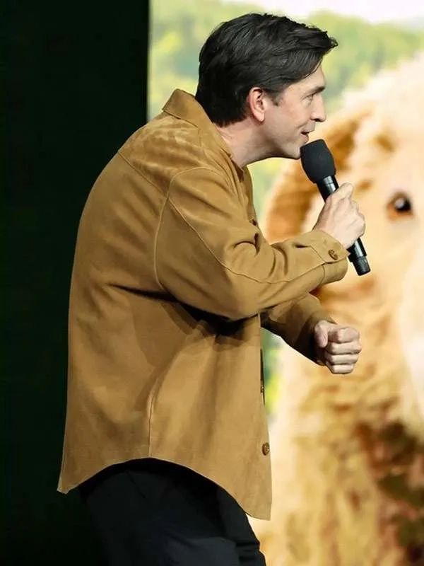 CinemaCon Nicholas Braun Brown Suede Leather Jacket