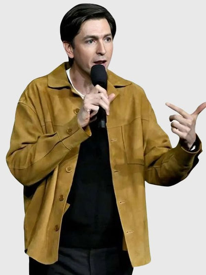 CinemaCon Nicholas Braun Brown Suede Leather Jacket