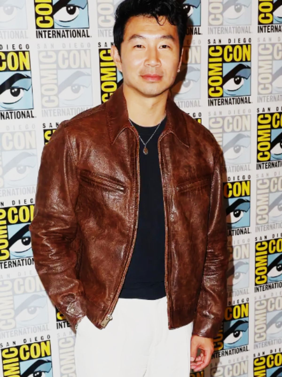 Comic-Con Simu Liu Brown Leather Jacket