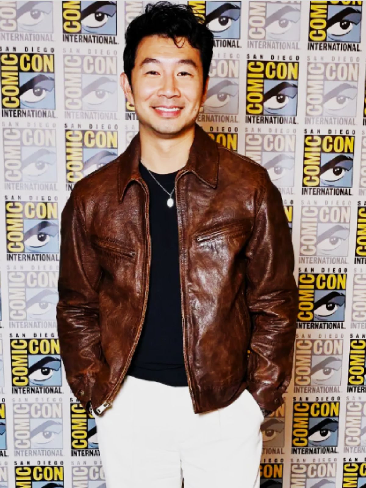 Comic-Con Simu Liu Brown Leather Jacket