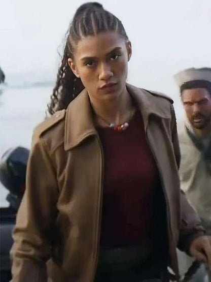 Dior Goodjohn Percy Jackson and the Olympians 2025 Brown Leather Jacket