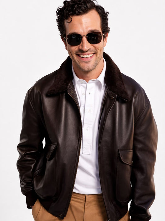 Dior PFW Paul Anthony Kelly Brown Fur Bomber Leather Jacket