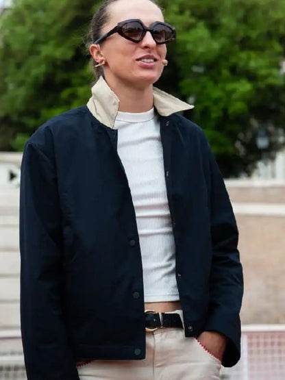 Draw Ceremony Lga Swiatek Navy Blue Cotton Jacket