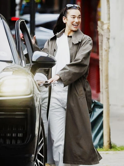 Dua Lipa Street Style London Gray Long Coat