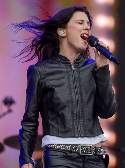 Ellie Rowsell Lollapalooza Music Festival Black Leather Jacket