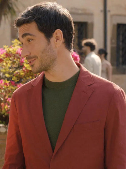 Emily in Paris Eugenio Franceschini Maroon Cotton Blazer