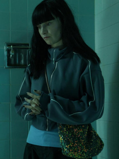 Emmy Rossum Furious Gray Track Jacket