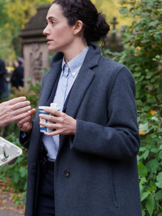 Emmy Rossum Furious Gray Wool Coat