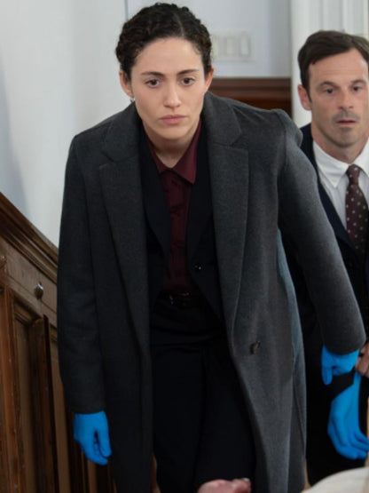 Emmy Rossum Furious Gray Wool Coat