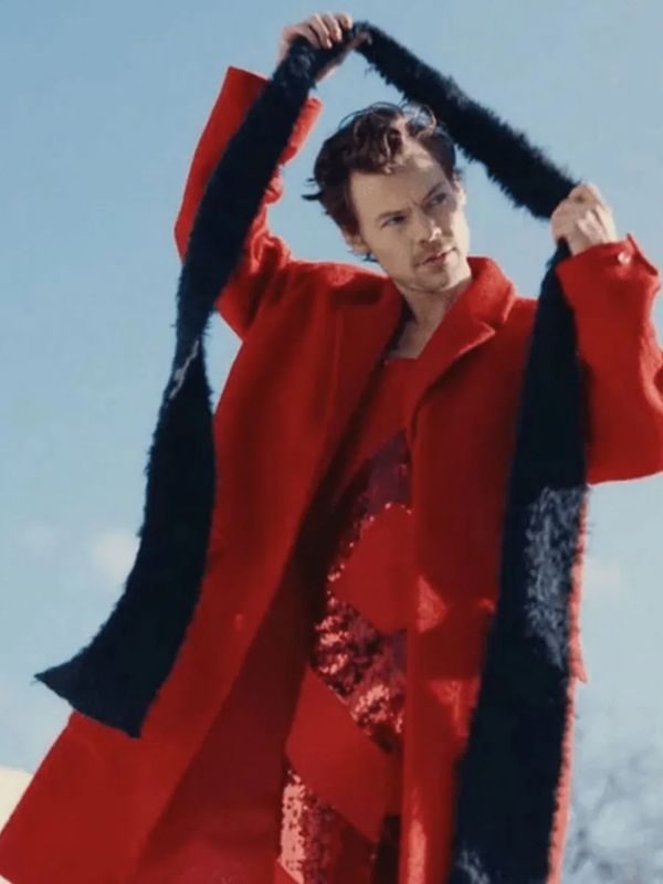 English Singer Harry Styles As It Was Red Wool Long Coat
