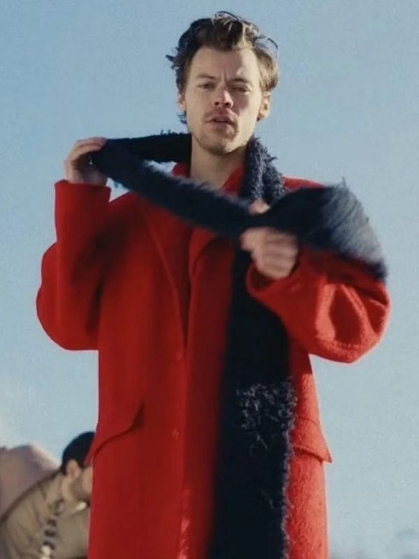 English Singer Harry Styles As It Was Red Wool Long Coat