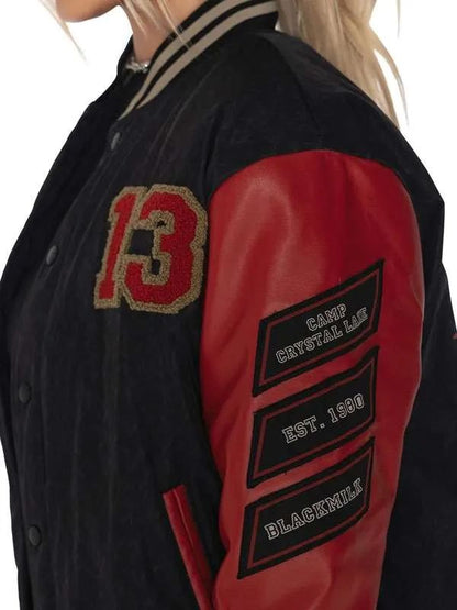 Friday the 13th Red and Black Varsity Jacket for Halloween