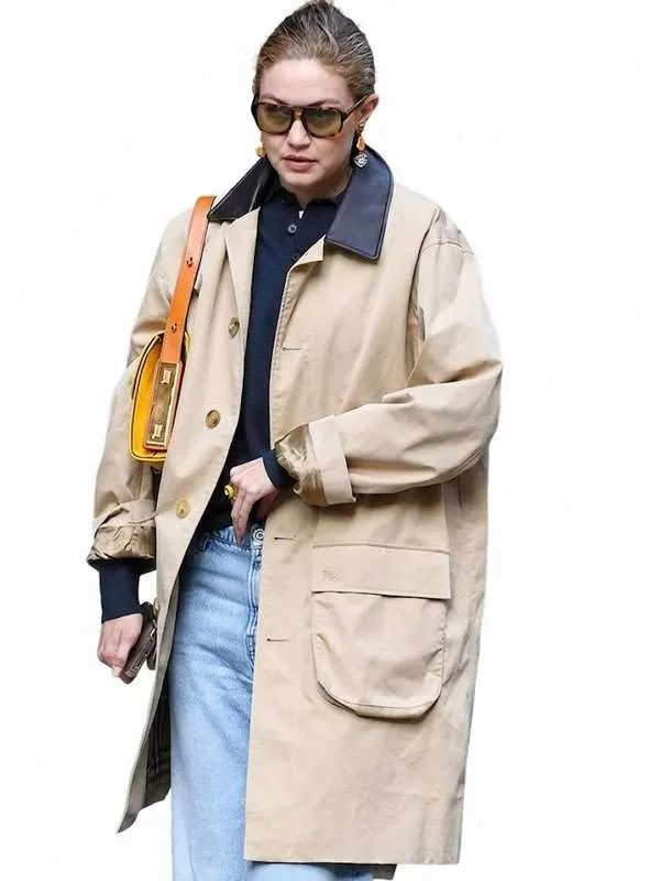 Gigi Hadid NYC Beige Cotton Trench Coat