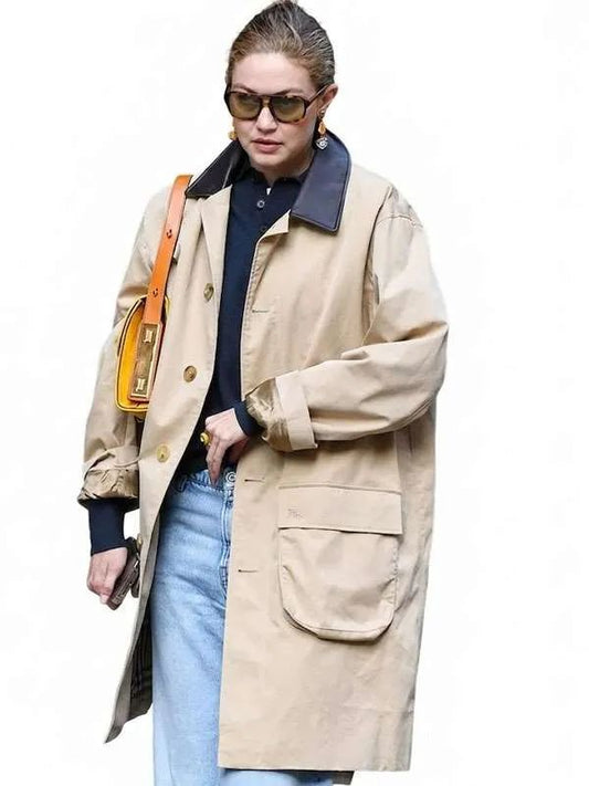 Gigi Hadid NYC Beige Cotton Trench Coat