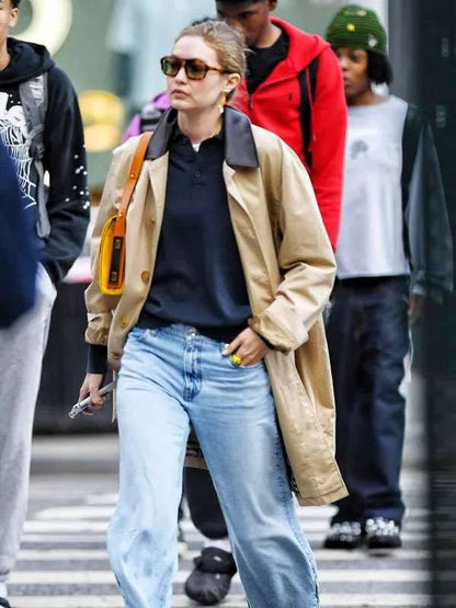 Gigi Hadid NYC Beige Cotton Trench Coat
