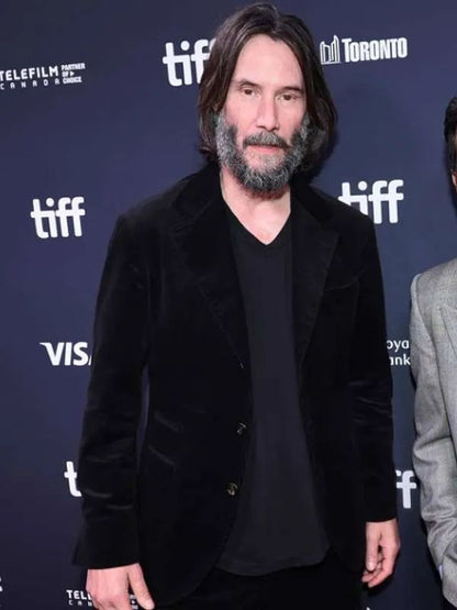 Good Fortune Movie Event Keanu Reeves Black Velvet Blazer