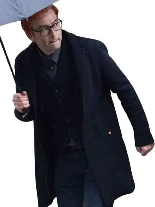Good Omens S03 David Tennant Blue Wool Coat
