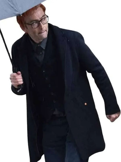 Good Omens S03 David Tennant Blue Wool Coat