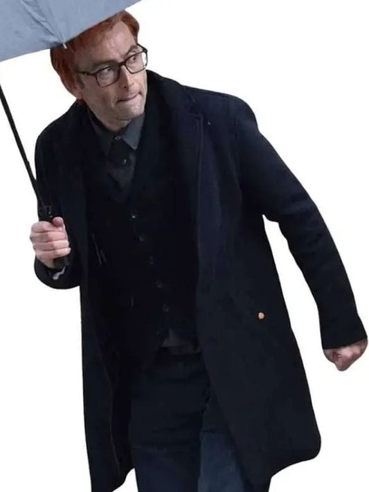Good Omens S03 David Tennant Blue Wool Coat