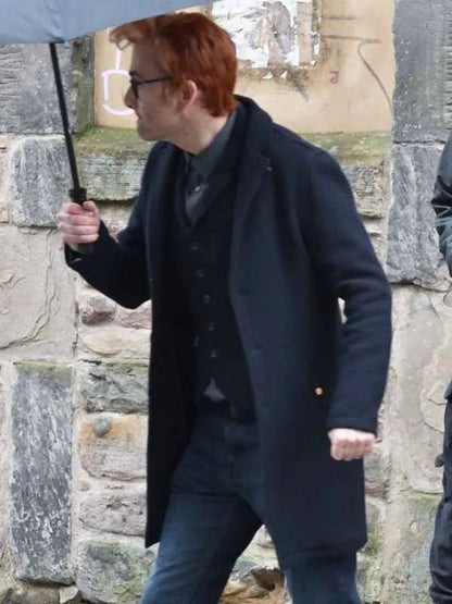 Good Omens S03 David Tennant Blue Wool Coat