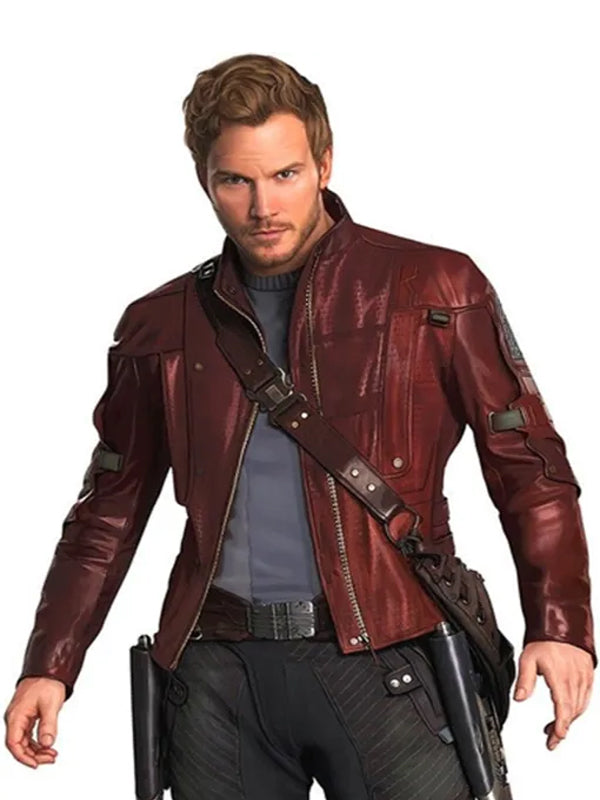 Guardians of the Galaxy Chris Pratt Maroon Leather Jacket