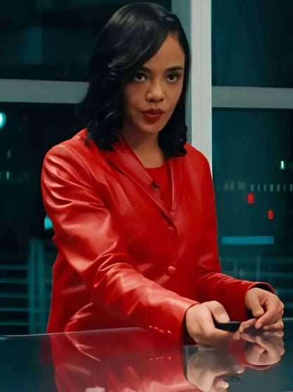 His and Hers Anna Andrews Red Leather Blazer
