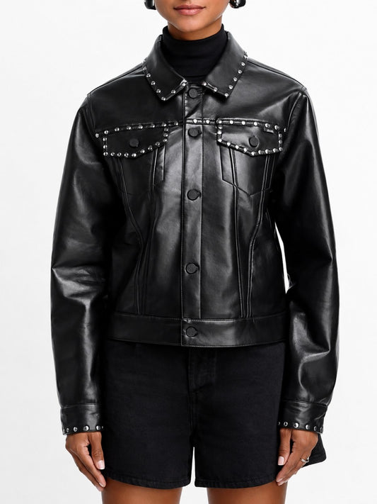 Honest Renovations Lizzie Mathis Studded Black Leather Jacket