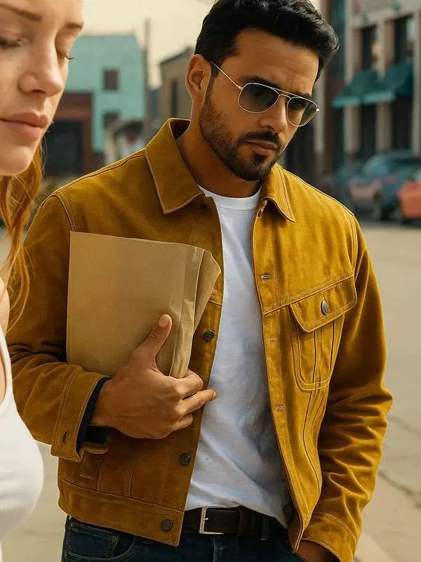 Jacob Scipio Maintenance Required Mustard Suede Leather Jacket