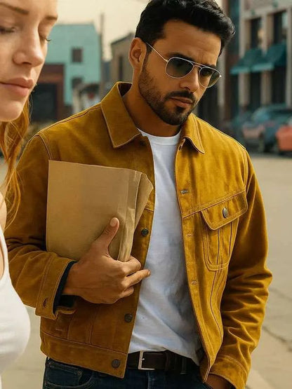Jacob Scipio Maintenance Required Mustard Suede Leather Jacket