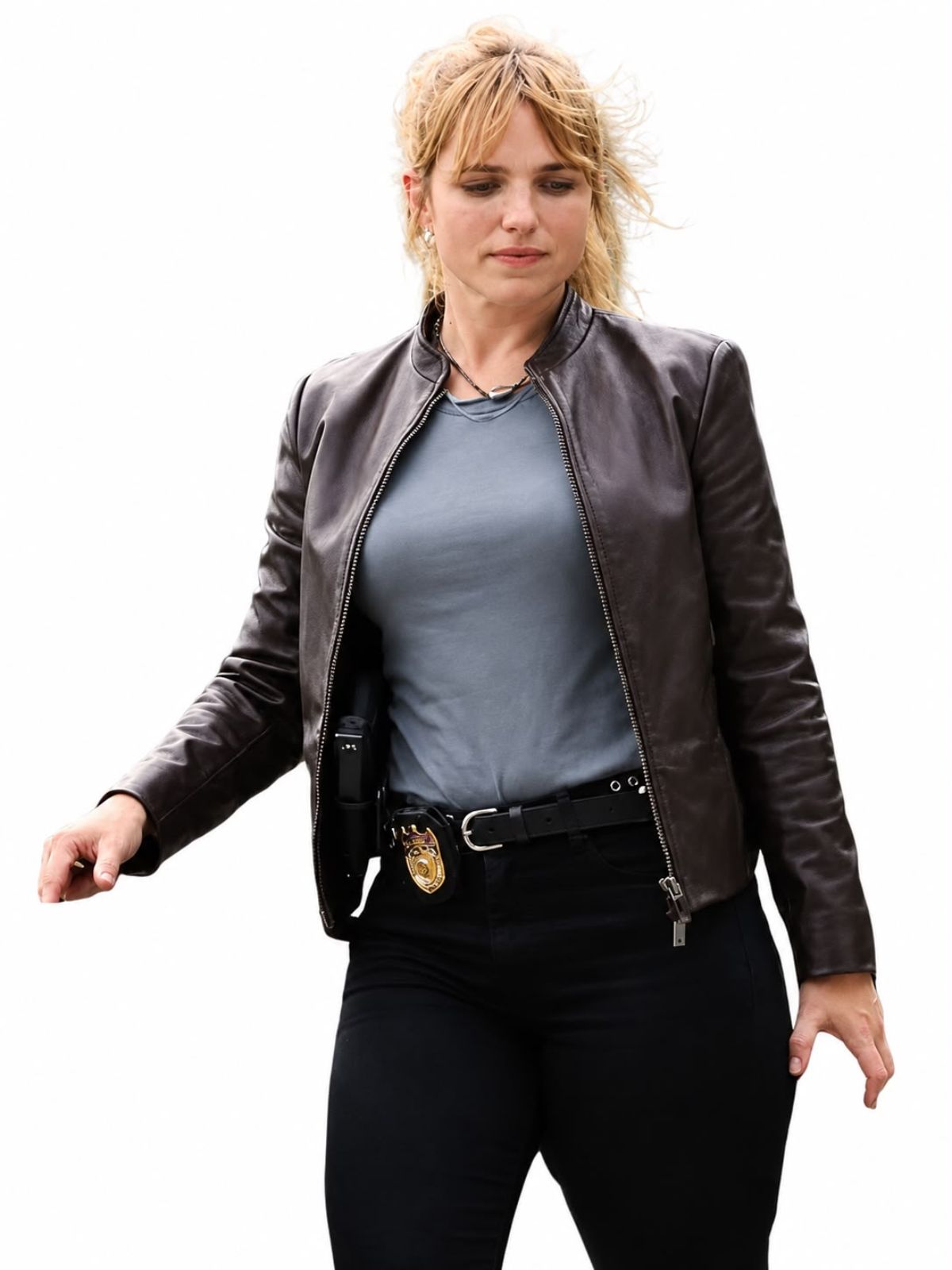 Jacqueline Byers NYC Brown Leather Jacket 