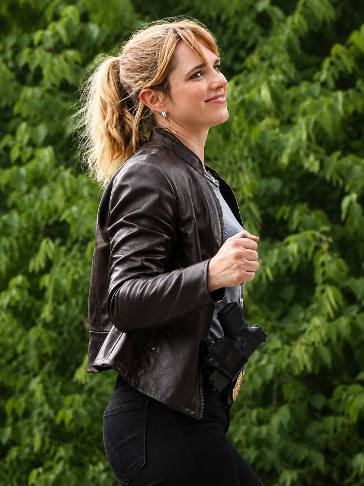 Jacqueline Byers NYC Brown Leather Jacket 