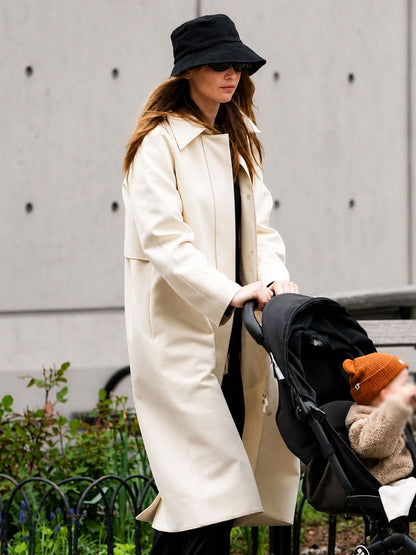 Jennifer Lawrence NYC Off-White Wool Trench Coat