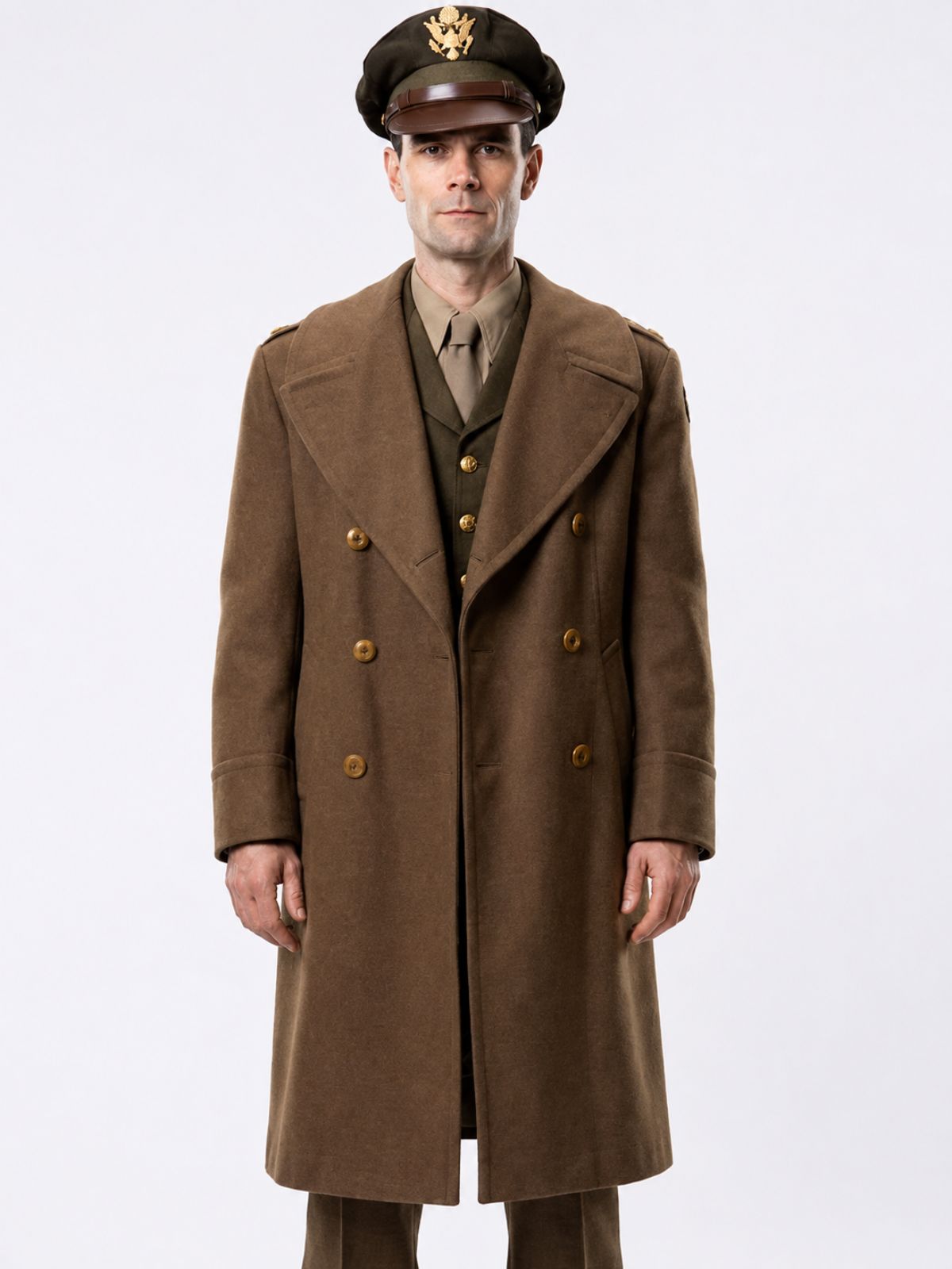  Jimmy KJ Apa Brown Military Wool Coat