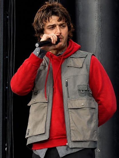 Joe Keery Land Concert Gray Cotton Vest