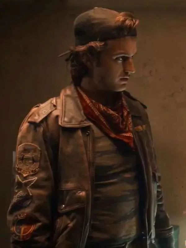 Joe Keery Stranger Things S05 Brown Bomber Leather Jacket