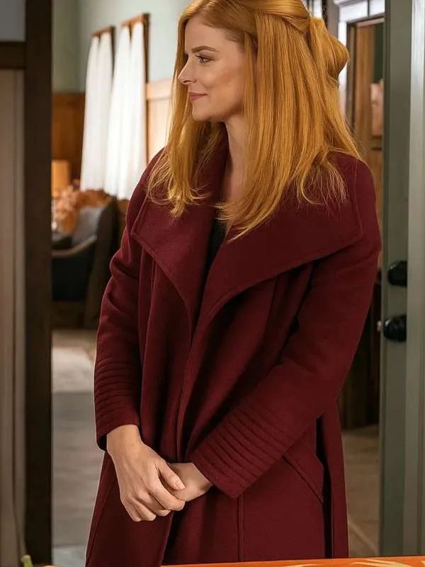 Katherine Walter My Life with the Walter Boys S02 Maroon Wool Coat