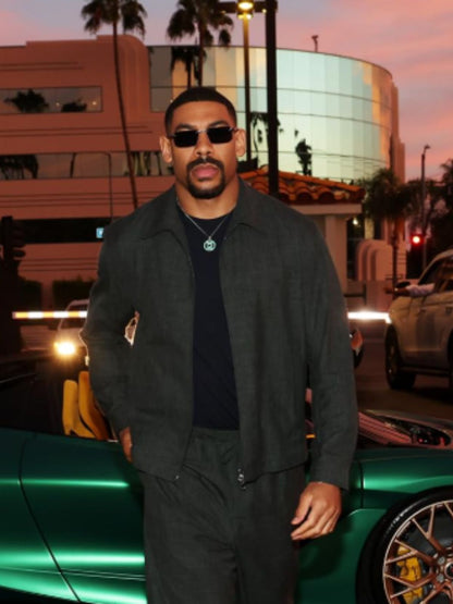 Lanterns Premiere Aaron Pierre Gray Cotton Jacket