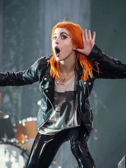Leeds Music Festival Hayley Williams Black Biker Leather Jacket