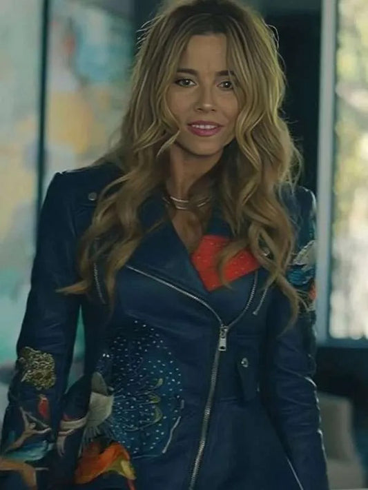 Linda Cardellini No Good Deed Blue Leather Jacket