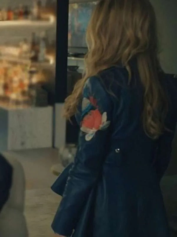 Linda Cardellini No Good Deed Blue Leather Jacket